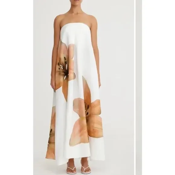 Significant Other Parisa Placed Floral Strapless 100%Linen Maxi Dress Size 6 NEW - Picture 4 of 15